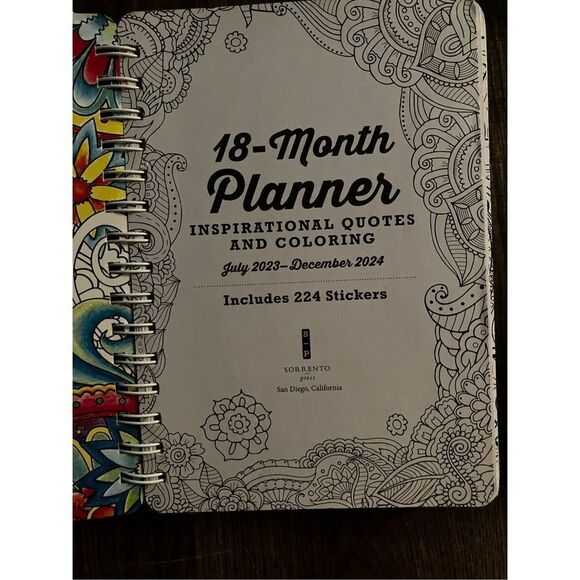 18 Month Planner Inspirational Quotes Coloring Pages & Stickers Office Suppl - Picture 4 of 10